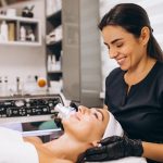 Woman making beauty procedures at a beauty salon